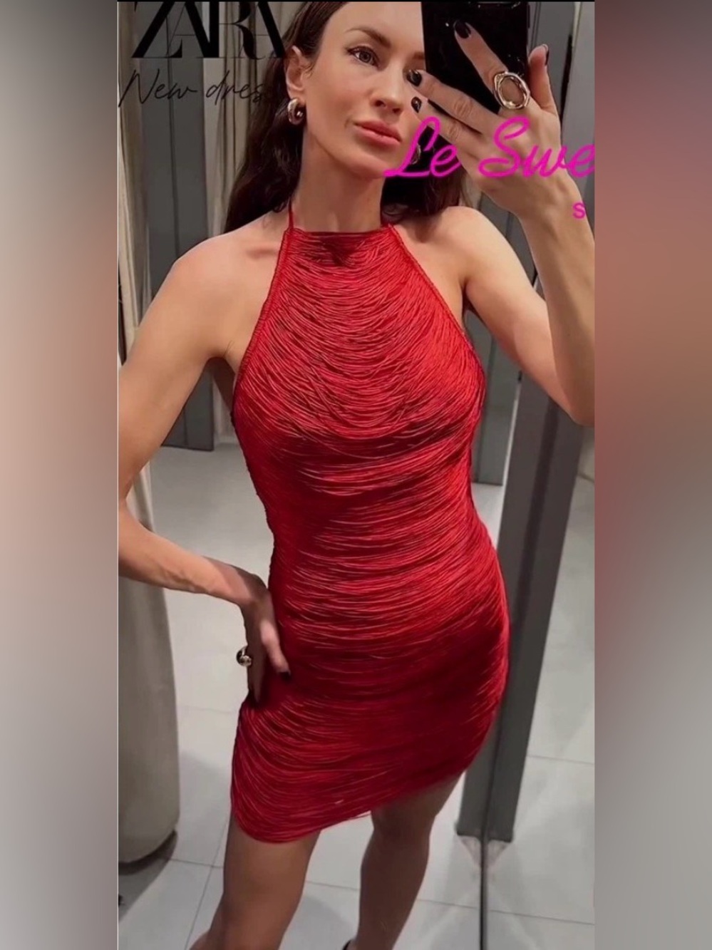 🔥🔥Zara Burgundy Ruched Halter Mini Dress